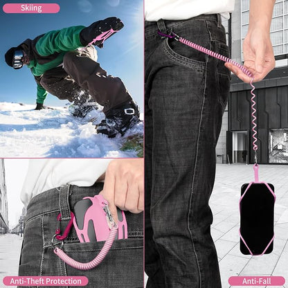 HOTEMIA Silicone Phone Lanyard Holder with Carabiner, Universal Phone Strap,Anti-Theft Phone Case with retractable tether