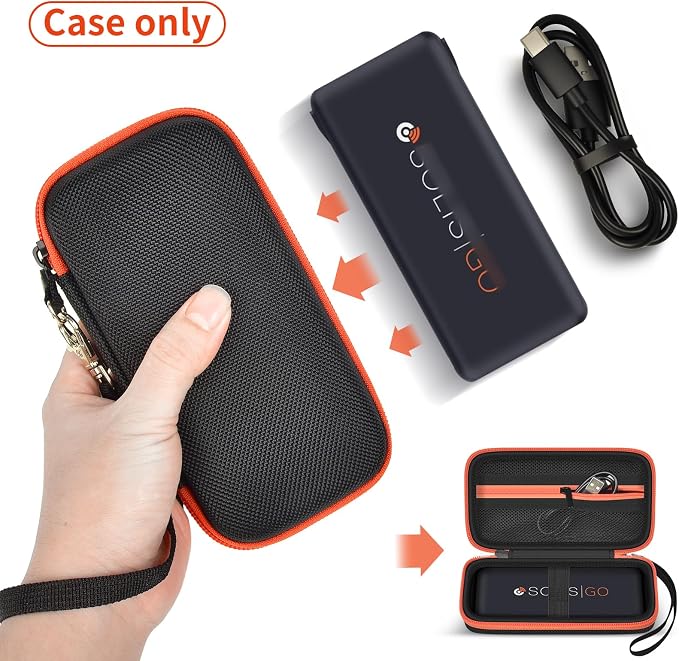 Boobowl Hard Mobile Hotspot Case for SIMO Solis Go 4G WiFi Power Bank | Elastic Strap, Mesh Pocket for Charger and USB Cable, Hand Strap for Business Trips, Camping and Daily Carry, Box Only - Blac