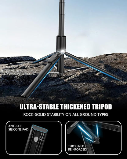 Automatic Phone Tripod, 67’’ Auto-Deploy Selfie Stick Tripod with Remote - 360° Rotatable Extendable - Portable Phone Tripod Stand for Video Recording on iPhone Android