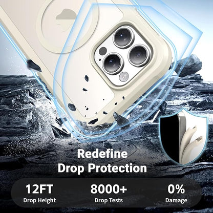 jaroco Magnetic for iPhone 16 Pro Max Case, [Compatible with MagSafe][Military Grade Drop Protection][Heavy Duty Protection][Non-Slip][Shockproof] 2-Layer Durable Bumper Phone Case 6.9''-Antique White