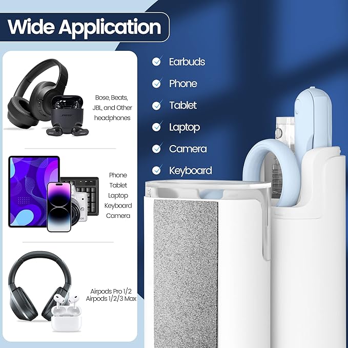 Laptop Screen Keyboard Earbud Cleaner Kit，Electronics Cleaning Tool for MacBook iPad iPhone Pro Cell Phone,airpod Cleaner kit,Computer Cleaning Tool Kit(Blue)