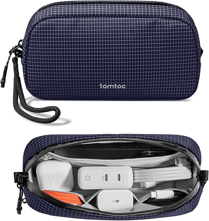 tomtoc Electronics Organizer Travel Case Performance, Cable Tech Pouch | Water Resistant Accessories Bag Carry Storage for Cord, Phone, Cables, Airpods, USB Flash Drive, Daily Items