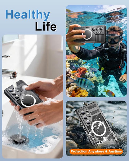 for Samsung Galaxy S26 Ultra Waterproof Case, [Fit for Magsafe] [IP68 Water Proof] [Built-in Screen Protector], Magnetic Heavy Duty Military Grade Rugged Phone Case for S 26 Ultra 6.9", Black