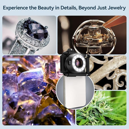 APEXEL 120X Phone Microscope Lens, Jewelers Loupe Magnifier with Eyecup/Illuminated LED Light/Universal Clip, Compatible with iPhone/Android Gems, Jewelry, Coins, Portable Mini Pocket Microscope