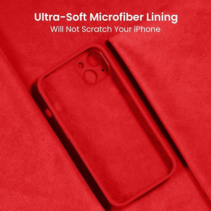 FireNova Designed for iPhone 14 Case, Silicone Upgraded [Camera Protection] Phone Case, Soft Anti-Scratch Microfiber Lining Inside, 6.1 inch, Red