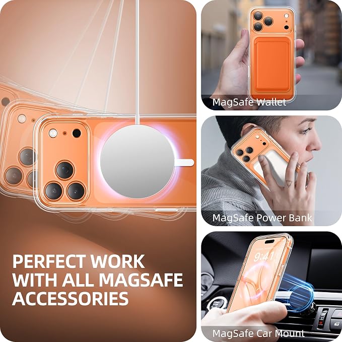 BERFY for iPhone 17 Pro Case, Compatible with MagSafe, Built-in Glass Screen Protector, Camera Protection, Shockproof Full Body Phone case 6.3", Clear