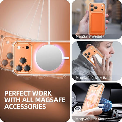 BERFY for iPhone 17 Pro Max Case, Compatible with MagSafe, Built-in Glass Screen Protector, Camera Protection, Shockproof Full Body Phone case 6.9", Clear