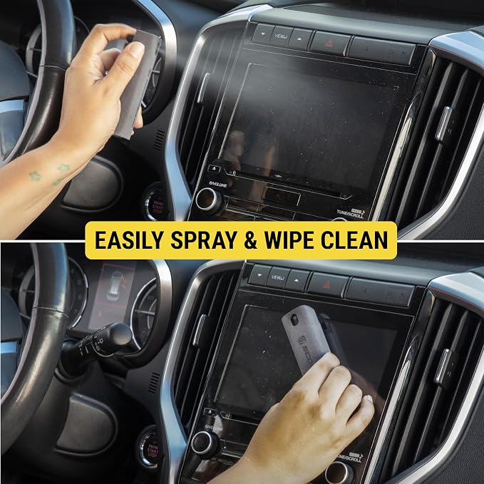 Scosche 2-in-1 Electronic Cleaner Spray with Microfiber Cloth for Electronics, Streak-Free Cleaning for TV, Computer, Phone, iPhone, Laptop, MacBook, Car Screen, 20ml Small Spray Bottle, Gray