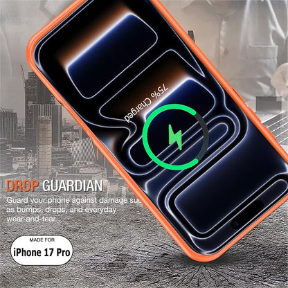 Battery Case for iPhone 17 Pro, 10000mAh Rechargeable Portable Charging Case with Wireless Charging Compatible for iPhone 17 Pro (6.3 inch) with Carplay Extended Battery Pack Charger Cover (Orange)