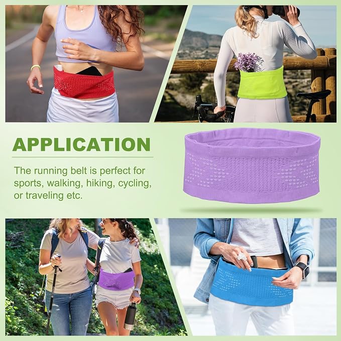 Slim Running Belt, Running Fanny Pack Phone Holder for Women Men Waist Bag Moisture Wicking Storage Belts Bag- Fitting for (Storage Phone-Travel- Sports- Hiking) Purple & L