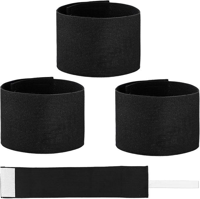 7x33 CM/2.75x13 Inch 3 PCS Captain Armbands, Black Elastic Arm Band Adjustable Leader Armband Team Sport Armband Soccer Armband Memorial Armband Funeral Mourning Band for Volleyball Basketball Team