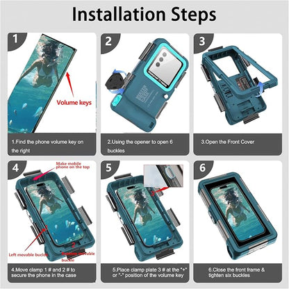 Universal Scuba Diving[50FT/15M] Underwater Snorkeling Waterproof Phone Case for Samsung Galaxy S25/24/S23/S22 Ultra/Plus Google Pixel Motorola Huawei/LG Series[Right Volume Button],Teal