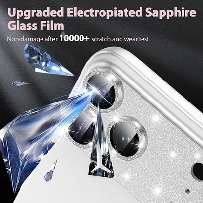 for iPhone 17 Pro Max Camera Lens Protector [Anti-Scratch] [Ultra HD Clear] [Strong Adhesion] Metal Aluminum Alloy Tempered Glass Camera Screen Cover(Silver Glitter)