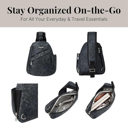 Baggallini Medium Sling Backpack - 9"x11" Lightweight Sling Bag with Convertible Adjustable Shoulder Strap