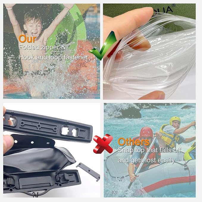 YUMQUA Large Waterproof Phone Pouch 2 Pack, IPX8 Waterproof Cell Phone Case Dry Bag Compatible with iPhone 15 14 13 12 11 Pro Max/Galaxy S23 Ultra S22 Pixel 4 XL Up to 7.5", Army Green+Yellow