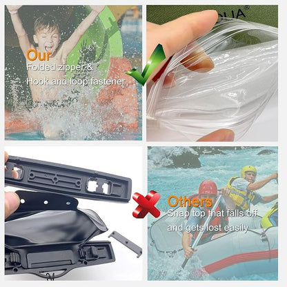 YUMQUA Large Waterproof Phone Pouch 2 Pack, IPX8 Waterproof Cell Phone Case Dry Bag Compatible with iPhone 15 14 13 12 11 Pro Max/Galaxy S23 Ultra S22 Pixel 4 XL Up to 7.5", Army Green+Yellow