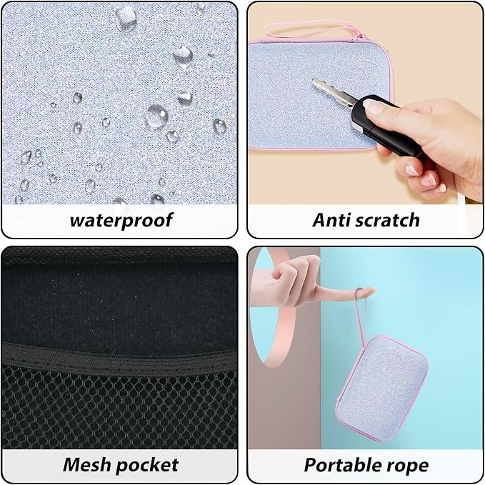 Glitter Phone Case Set, Bling Organizer with Cable Protector for iPhone, Soft Cable Organizer, Charger Case (Silver)