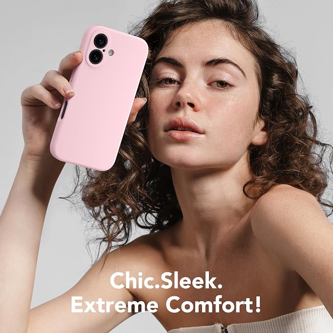 Magnetic for iPhone 16 Plus Case, Compatible with MagSafe, [Full Camera Protection][Screen Protector] Silicone Shockproof Protective Phone Case for iPhone 16 Plus 6.7", Chalk Pink