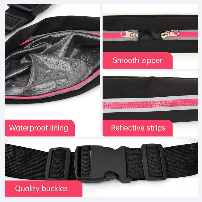 JUMAHE Slim Running Belts for Women Men - Running Phone Holder Fanny Pack for Key, Accessories Fits ALL Cell Phones, Pink