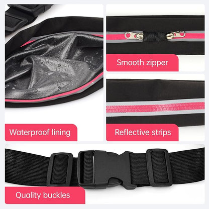 JUMAHE Slim Running Belts for Women Men - Running Phone Holder Fanny Pack for Key, Accessories Fits ALL Cell Phones, Pink