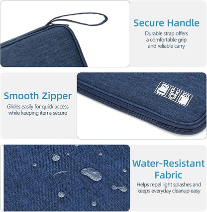 Cord Organizer Travel Case, Cable Organizer Bag for Chargers, USB Cables, Power Bank & Electronics Accessories, Portable Tech Organizer Pouch with Mesh Pockets, Water Resistant Travel Gear Bag
