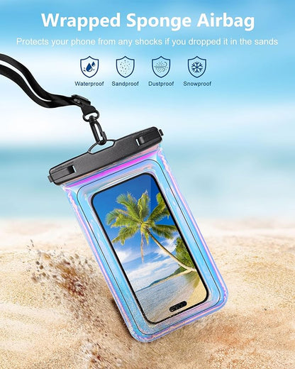 Waterproof Phone Pouch Floating, IPX68 Waterproof Phone Case with Lanyard for iPhone 16 15 14 13 12 Pro Max Samsung S25 S24 S23 S22, Up to 7 Inch, Beach Vacation Essentials, Dazzling Purple
