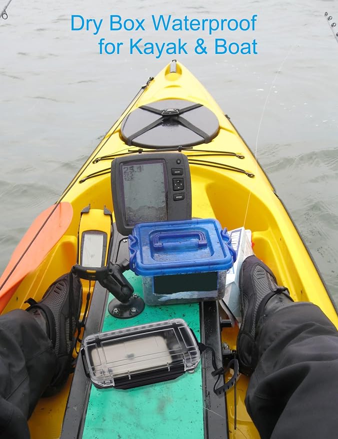 Hlotmeky Waterproof Dry Box for Kayaking, Boat, Phone - Small Container, Watertight Storage Case for Diving (Black)