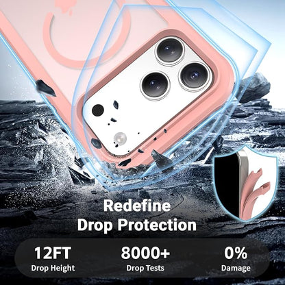 jaroco Magnetic for iPhone 17 Pro Max Case, [Compatible with MagSafe][Military Grade Drop Protection][Heavy Duty Protection][Non-Slip][Shockproof] 2-Layer Durable Bumper Phone Case 6.9''-Pink