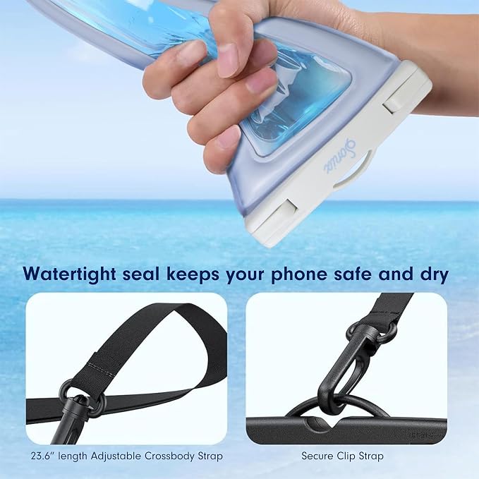 Sonix Waterproof Phone Pouch - Floating Phone Case Dry Bag w/Crossbody Lanyard - Beach Cruise Travel Essentials - Compatible w/All Devices, Touchscreen Friendly | Checkmate Pink/Orange