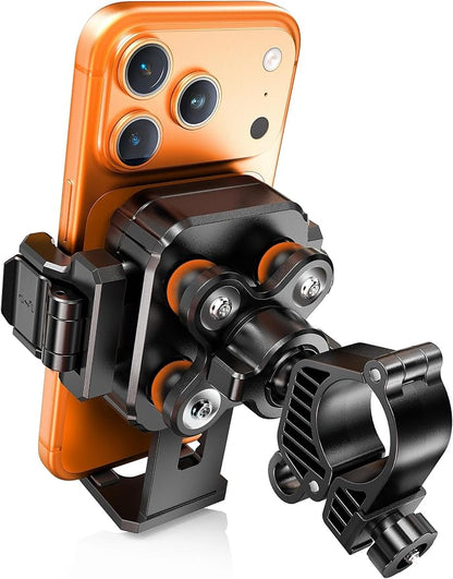TOPGO Dual Vibration Dampener Motorcycle Phone Mount Holder - [Not Block Camera] Motorcycle Cell Phone Holder, Bike Phone Mount, Fit iPhone 17/16/15/14/13 Pro Max, 4.7-6.7" Phones, Black