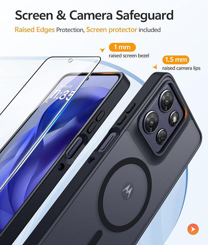 FNTCASE for Motorola Moto G Power 5G 2025 Case: for Moto G Power 5G 2026 Magnetic Translucent Matte Slim Phone Cover - Shockproof Non Slip Anti-Fingerprint Hard Rugged Protective Case (6.8 Inch/Black)