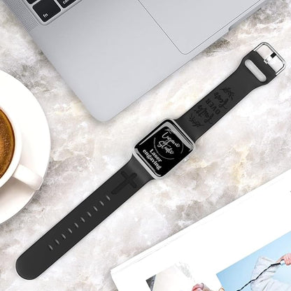 Faith Over Fear Watch Band Compatible with Apple Watch Laser Engraved iWatch Band Silicone 38mm 40mm 41mm 42mm 44mm 45mm 49mm Strap Jesus Psalm Christian God (44/45/49mm M/L, Black)