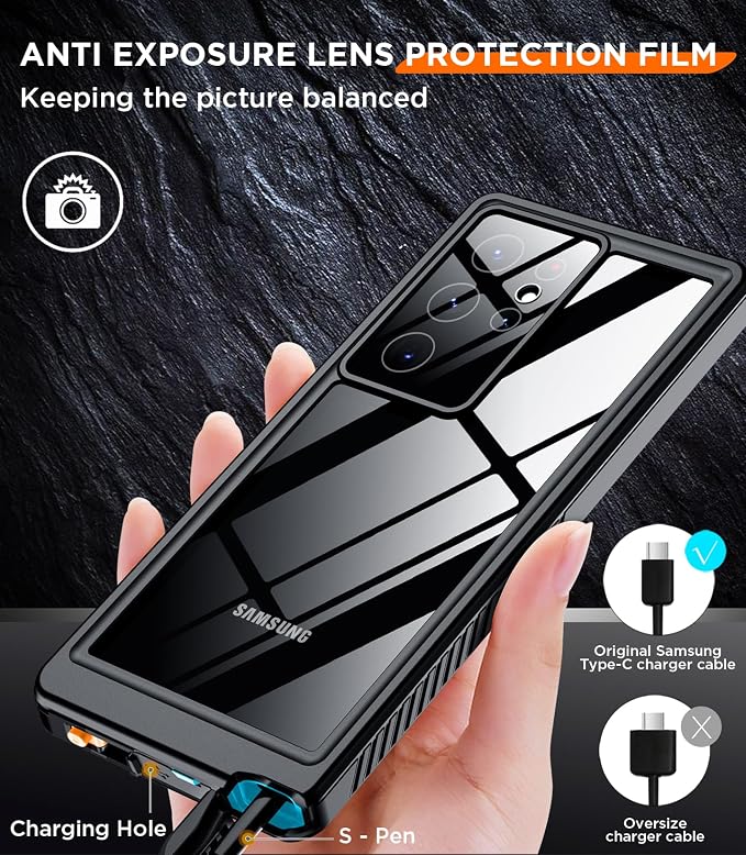 Temdan for Samsung Galaxy S23 Ultra Case Waterproof with Built-in Screen Protector 360 Full Body Shockproof Dustproof for Samsung S23 Ultra 5G Phone Case Heavy Duty Protective Blue