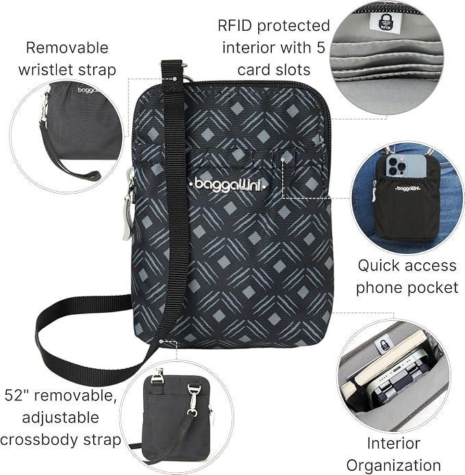 Baggallini Bryant Pouch Small Crossbody Bag for Women - Phone Purse with Crossbody Strap - Lightweight Crossbody Pouch