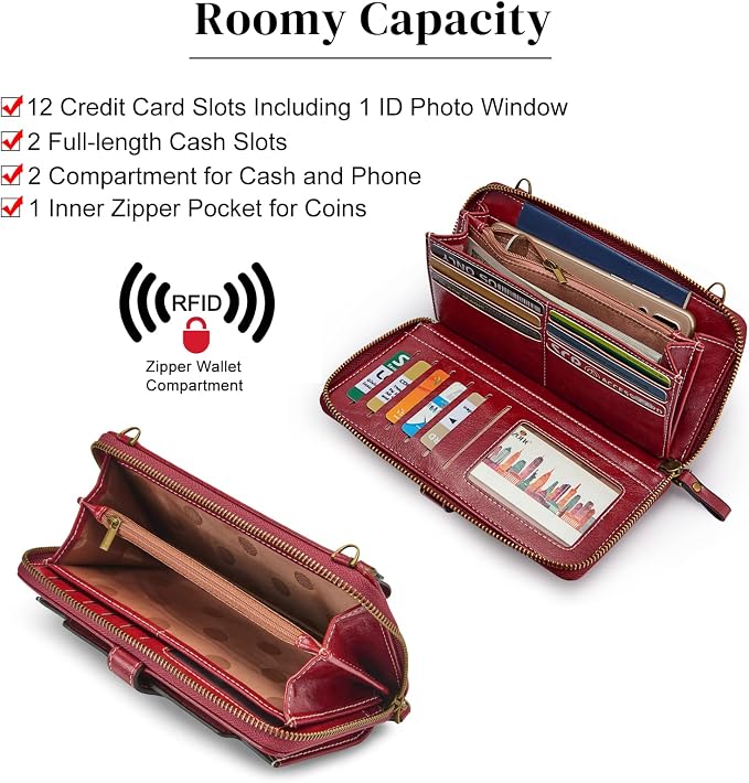 S-ZONE Vegan Leather Crossbody Bags for Women Small Cell Phone Purse RFID Blocking Clutch Purses with 2 Straps