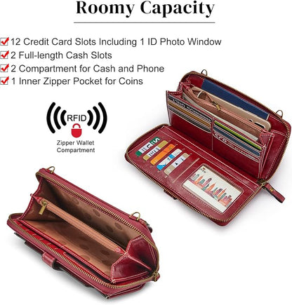 S-ZONE Vegan Leather Crossbody Bags for Women Small Cell Phone Purse RFID Blocking Clutch Purses with 2 Straps