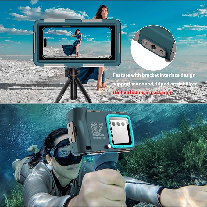 Universal Scuba Diving[50FT/15M] Underwater Snorkeling Waterproof Phone Case for Samsung Galaxy S25/24/S23/S22 Ultra/Plus Google Pixel Motorola Huawei/LG Series[Right Volume Button],Teal
