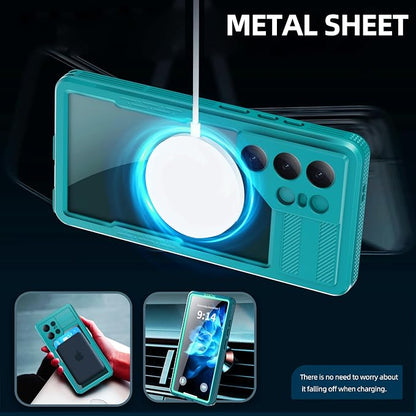 Guppy for Galaxy S25 Ultra Magnetic Waterproof Case, Built-in Screen Protector [IP68 Waterproof][14FT Military Drop Proof] 360° Full Body Protection Dustproof Shockproof Heavy Duty Rugged Case, Cyan