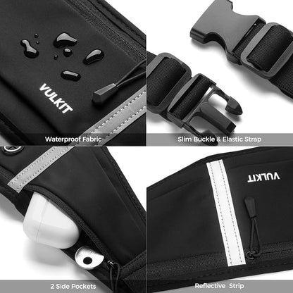 VULKIT Slim Running Belt for Women & Men, Cell Phone Holder for Running, Workout Fanny Pack, Running Bag, Money Belt, Runners Essentials Gear Accessories, Fits All Phones, Running Pouch for Men
