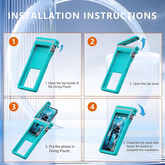 GOLDJU Waterproof Phone Pouch, 7.0 inch Waterproof Phone Case for iPhone 16 15 Pro Max Galaxy S25 S24 Ultra, IPX8 Large Space Adjustable Neck Lanyard Phone Pouch for Beach Travel Must Haves,-Green