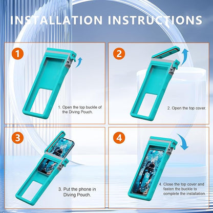 GOLDJU Waterproof Phone Pouch, 7.0 inch Waterproof Phone Case for iPhone 16 15 Pro Max Galaxy S25 S24 Ultra, IPX8 Large Space Adjustable Neck Lanyard Phone Pouch for Beach Travel Must Haves,-Green