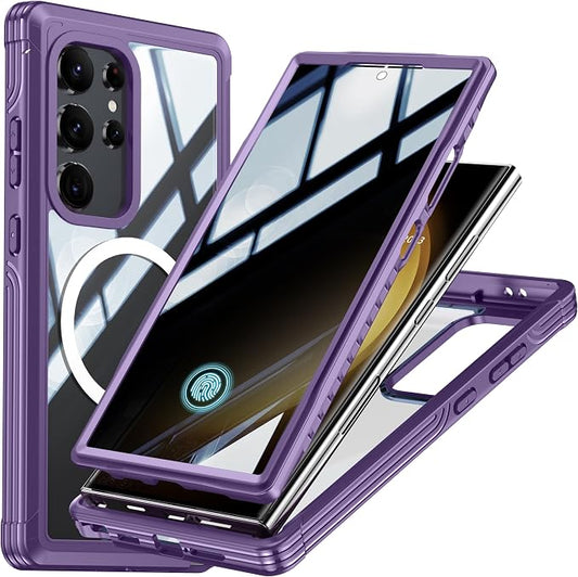 Magnetic Privacy Case for Samsung Galaxy S24 Ultra, Military Grade Protection, Fit for MagSafe, Anti Peep Privacy Screen Protector Soft Edge Full Camera Lens Protected Shockproof Anti Spy Phone Case