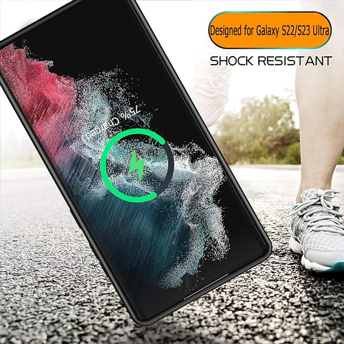 Battery Case for Galaxy S22 Ultra/S23 Ultra, [12000mAh] Slim Portable Protective Fast Charging Case Backup Power Bank Battery Case Compatible with Galaxy S22 Ultra/S23 Ultra-6.8 inch-Black
