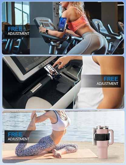 TOPGO Magnetic Running Phone Holder for iPhone, HD Mirror & Extendable Anti-Drop Rope for Gym/Yoga, 360° Rotatable Wrist Phone Holder, Fits iPhone 16 Pro & Android (Black, 2 Straps)