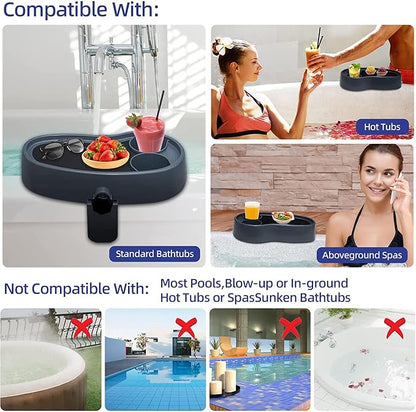 Heayzoki Hot Tub Tray Table with Adjustable Drink Holders, Spa Cup Holder, Durable Portable Accessory