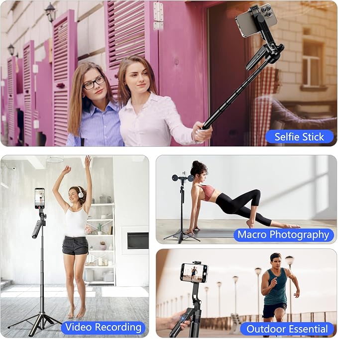 Auto Face Tracking Tripod for iPhone with Light, No APP Needed 70.9" Phone Camera Tripod Stand 360 Rotation Selfie Stick Follows Your Movement with Remote for Content Creator Vlog Live Stream
