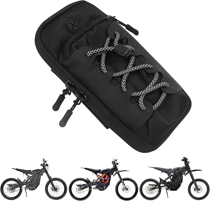 Dirtbike Battery Cover Storage Bag, Phone Pouch for Ebike, Fit for Surron Light Bee/Talaria/Segway X160/X260/E Ride Pro/Surron Ultra Bee, Motorcycle Front Frame Bag for Electric Dirt Bikes (with Logo)