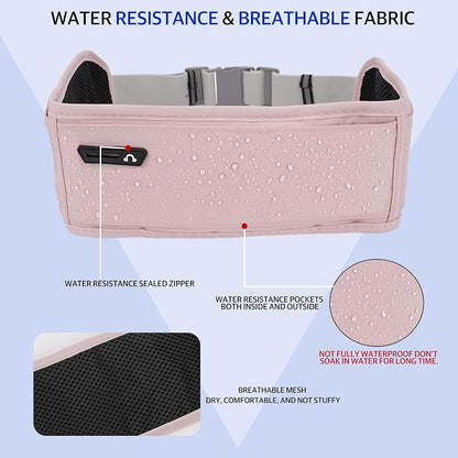 Running Belt for Phone – Adjustable Running Waist Pack with 3 Pockets Fits Up to 7.2 Inch Phones, Slim Running Fanny Pack for Men & Women Jogging Hiking Fitness (Pink)