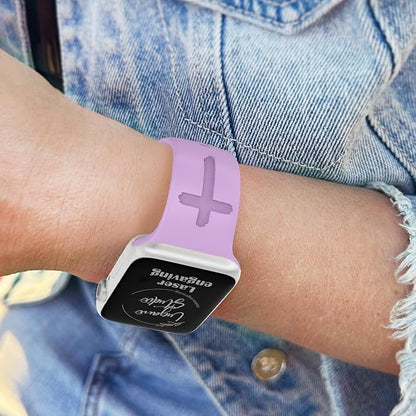 Faith Over Fear Watch Band compatible with Apple Watch Laser Engraved iWatch Band Silicone 38mm 40mm 41mm 42mm 44mm 45mm 49mm Strap Jesus Psalm Christian God (38/40/41/42mm M/L, Lavender)