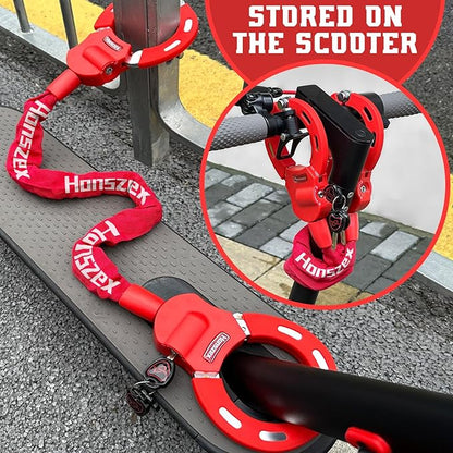 Scooter Lock, Scooter Locks Anti Theft, 36.22inch Colorful Electric Scooter Handcuff Lock, Bike Locks High Security with Key, Accessories for E Scooter, E Bike